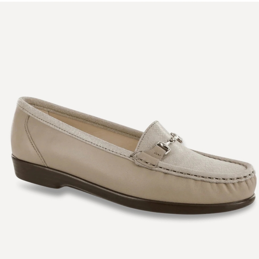 NEW SAS Metro Leather Loafer Size 8 / 8M Taupe Linen Tripad Cushioned Footbed